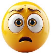 A yellow emoji face with a concerned look