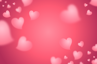 Blurry red background with floating hearts