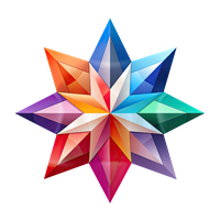 A multicolored star shape with gradient effect