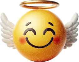 Yellow emoji with a halo and white wings