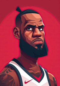 Illustration of LeBron James wearing a white Nike basketball jersey