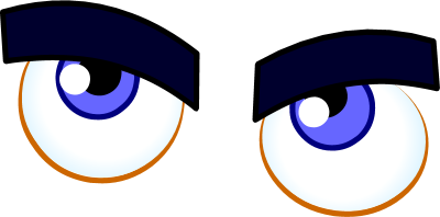 A digital illustration of a pair of blue anime eyes