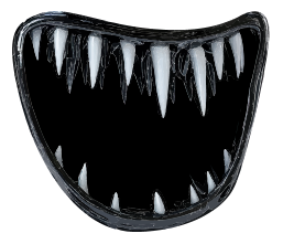 Close-up of a mouth with sharp white teeth