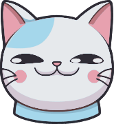 Cartoon cat with white face and pink ears