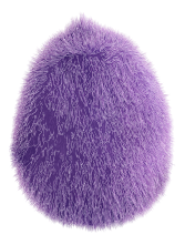 A purple fuzzy egg