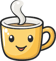 A yellow coffee mug with a smiling face and steam coming out