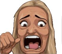 Cartoon woman with blonde hair looking shocked