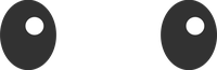 Two dark gray circles with white centers on a black background.