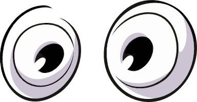 Pair of cartoon eyes on a black background