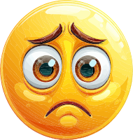 A yellow emoji with a worried face