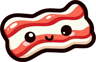 Cartoon strip of bacon with a smiling face