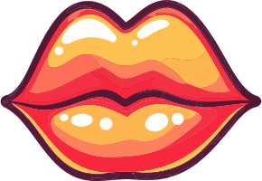 Illustration of red and orange lips with glossy finish