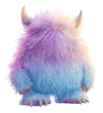 A fluffy, horned creature with pastel colors and sharp claws