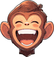 Cartoon monkey laughing with eyes closed
