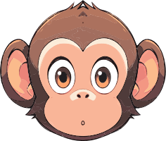 Cartoon monkey face with large eyes