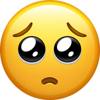 A yellow emoji face with a concerned expression