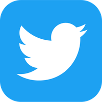 Twitter logo with a white bird on a blue square background