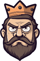 Illustration of an angry king with a crown and beard