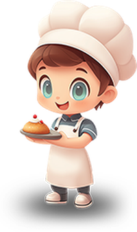 Cartoon young baker holding a cake