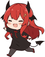 Anime girl with red hair and devil costume