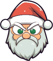 Grumpy Santa Claus with red hat and white beard