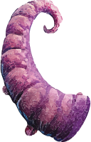 Pixelated purple conch shell on a black background