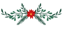 Pixel art Christmas decoration with red flower and green leaves