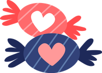 Two cartoon birds with hearts