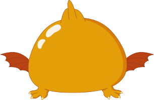 Cartoon character with yellow body and brown wings