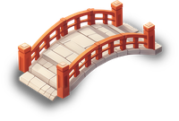 Pixel art of a stone bridge with red railing