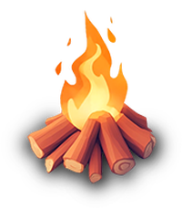 Digital illustration of a campfire with burning logs and flames