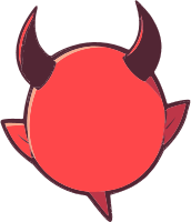 Cartoon devil speech bubble with horns and tail