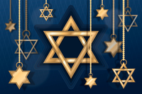 Golden Star of David ornaments on chains