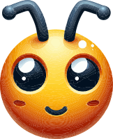 A yellow bee emoji with a smiling face and antennae.