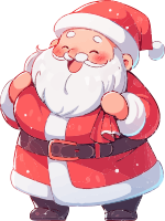 Cartoon Santa Claus with a red suit and white beard