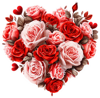 Heart-shaped bouquet of red and pink roses