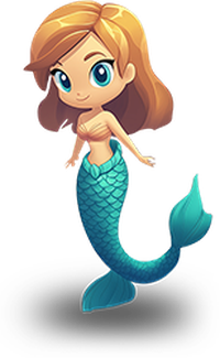 Cartoon mermaid with turquoise tail