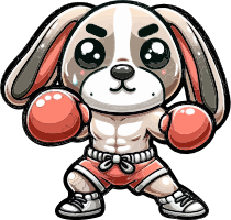 Cartoon dog in boxing attire