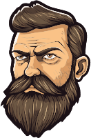 Illustration of a man with a beard and mustache