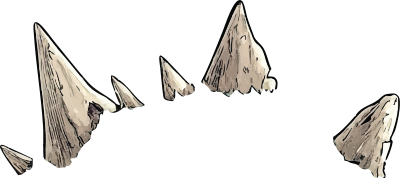 Ancient stone arrowheads on a black background