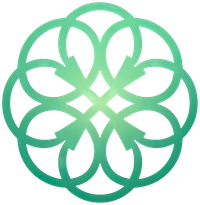 Stylized green floral pattern on black background