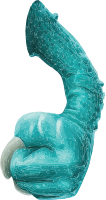 Teal dildo with textured surface and white tip