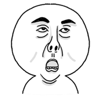 Surprised face icon in black and white