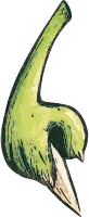 Stylized green bird with a long beak