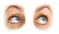 A before-and-after comparison of a woman's eyes with and without mascara