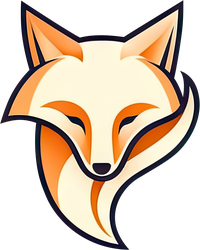 Stylized fox head logo with cream and orange colors