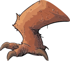 Illustration of a sharp brown claw with visible tendons and sharp nails.