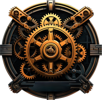 Steampunk gear mechanism with brass and copper tones