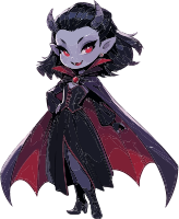 Cartoon vampire character with black and red cape