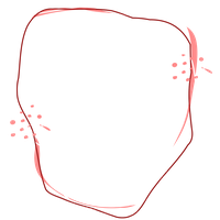 A simple, rounded rectangle with red outline and accents on a black background